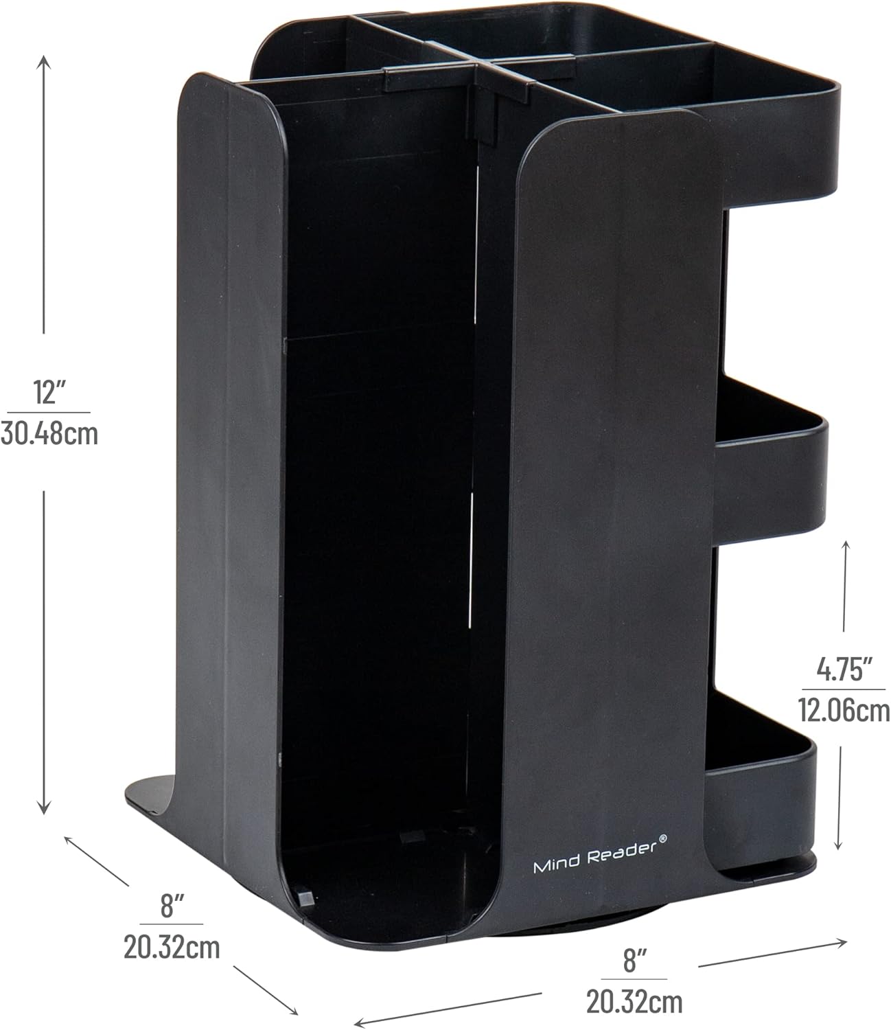 Mind Reader Cup Condiment Carousel, Countertop Organizer, Coffee Bar Accesories, Kitchen, Stirrers, 8" L x 8" W x 12" H