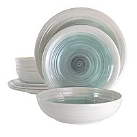 Elama 12-Piece Lightweight Melamine Dinnerware Set