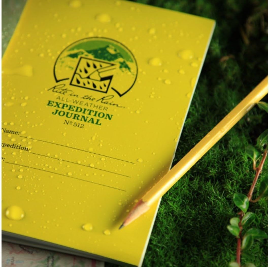 Rite in the Rain Weatherproof Stapled Notebook, 4.625" x 7", Yellow Cover, Expedition Journal (No. 512)