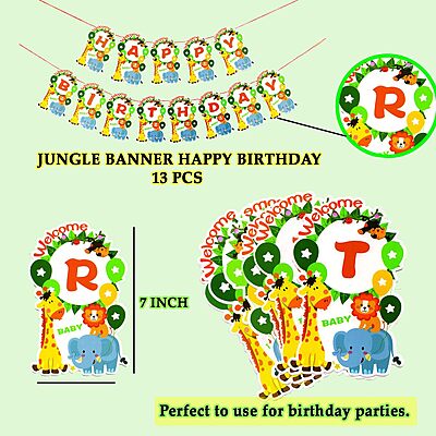 Happy Birthday Banner – Animal Face Jungle Theme
