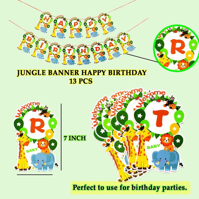 Happy Birthday Banner – Animal Face Jungle Theme