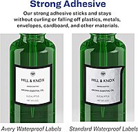 Avery Durable Waterproof Square Labels, Sure Feed Technology, Print-to-The-Edge, 3" x 3"