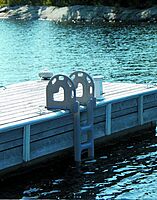 DOCK EDGE Flip-Up Polyethylene Roto Molded 4-Step Dock Ladder - Grey