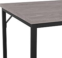 Martha Stewart Noah Home Office Parsons Desk in Gray Wood Grain with Oil Rubbed Bronze Metal Frame Gray Top/Oil Rubbed
