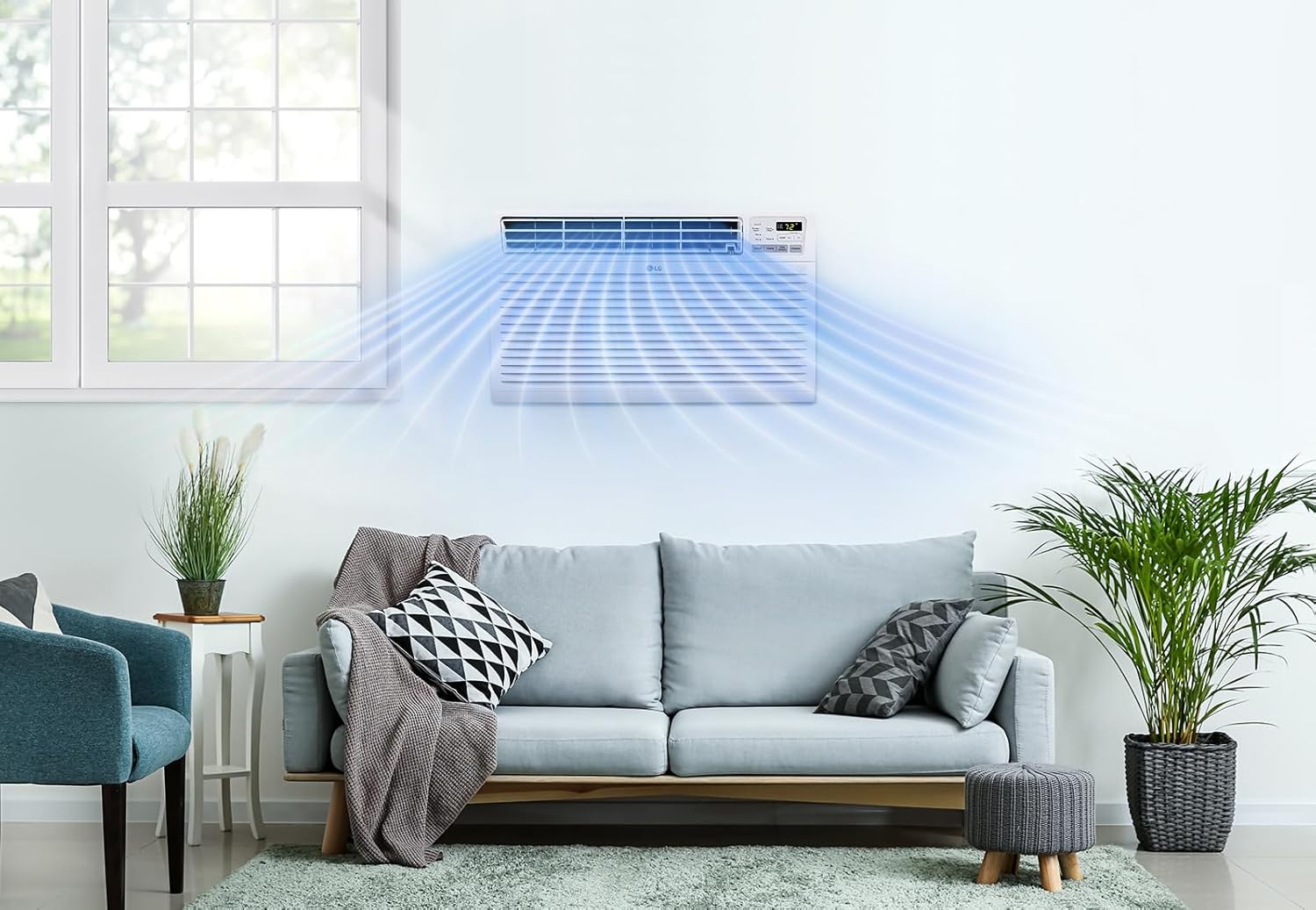 LG 9,800 BTU Through-the-Wall Air Conditioner, Cools 450 Sq.Ft., Electronic Control with Remote, Supplemental Heat, 230/208V