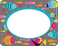 Barker Creek Name Badges & Self-Adhesive Labels, Kai Ola Sea Life, Multi-Design, Multi Purpose, Use as Name Tags, Gift Tags, Labels, Bookplates, and More! 3.5" x 2.75", 45 per Pkg (1535)