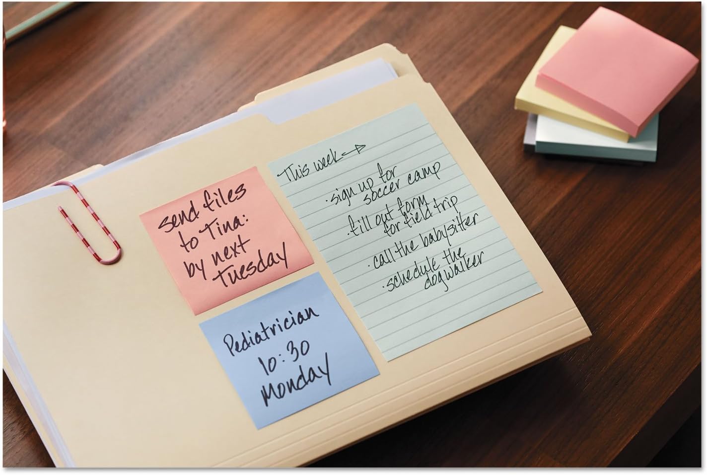 Post-it Greener Notes, 4 in x 6 in, 5 Pads, 100 Sheets/Pad, Lined, Clean Removal, School Supplies and Office Products