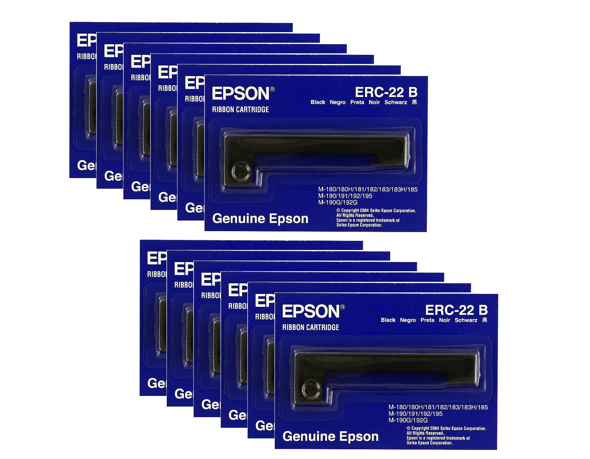 Genuine Epson (ERC-22B) 12-Pack Black Ribbon Cartridge For: M-180, M-181, M-183, M-185 (E65103)