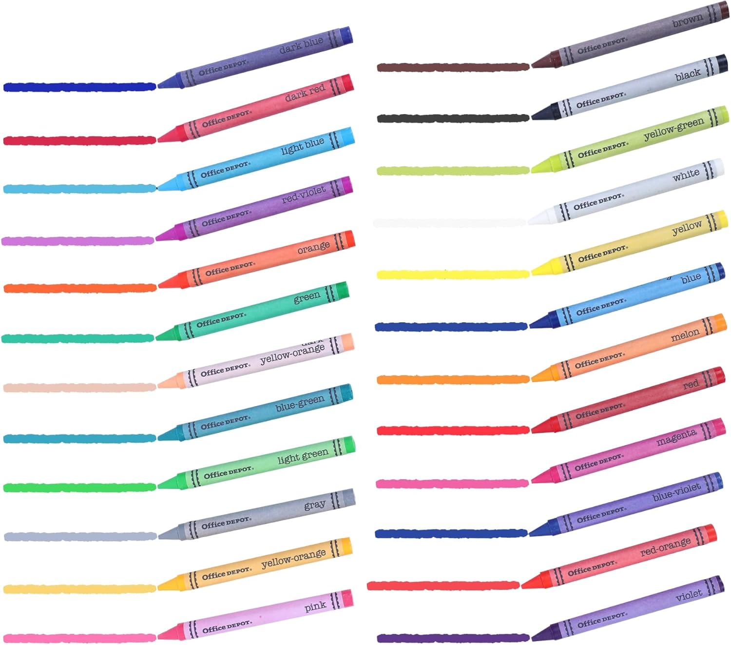 Office Depot® Brand Crayons Assorted, 24 Colors, 12 Crayons Of Each Color, Box Of 288