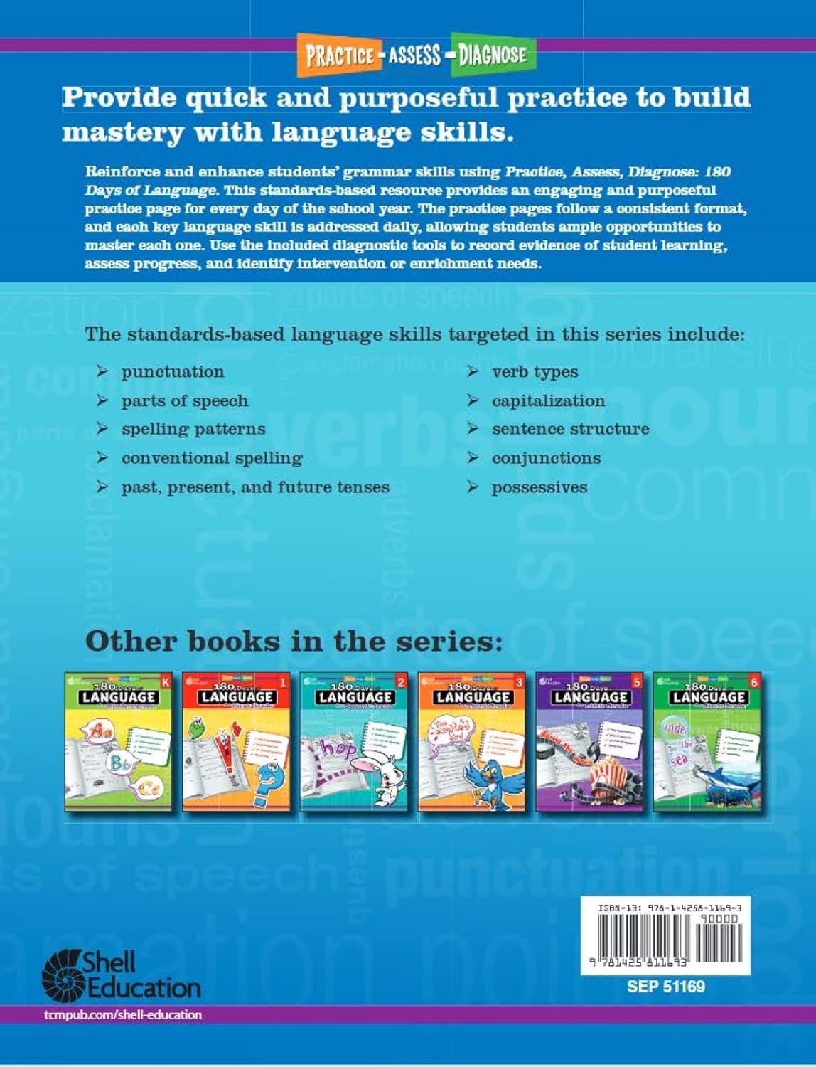 Shell Education 180 Days of Language for Fourth Grade (180 Days of Practice)