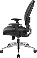 SPACE Seating Professional AirGrid Back and Eco Leather Seat and Trim, 2-to-1 Synchro Tilt Control, Adjustable Arms and Lumbar, Polished Aluminum Base Managers Chair, Black