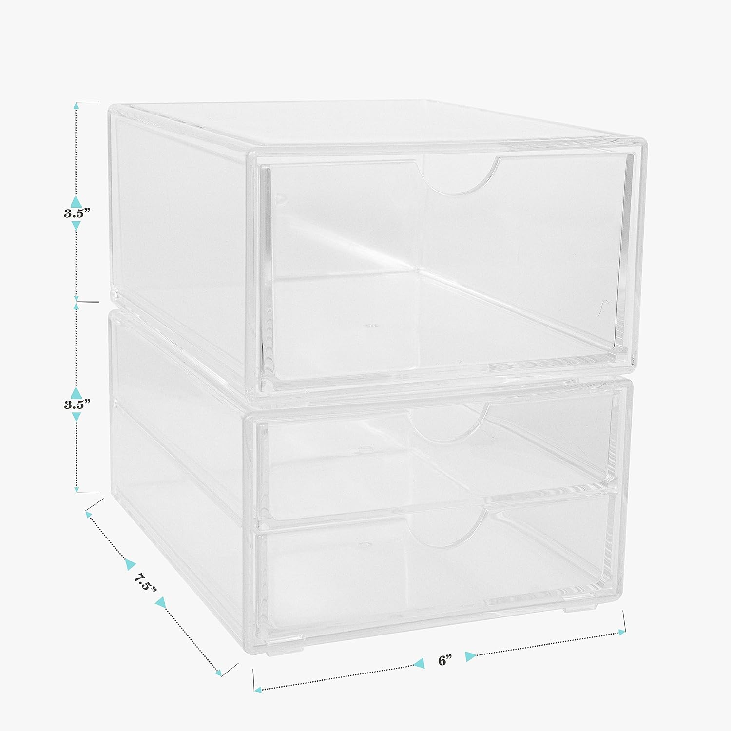 Martha Stewart Brody 2 Pack Desk Organizers, Single Drawer Box and 2 Drawer Box, Stackable Plastic Storage for Office