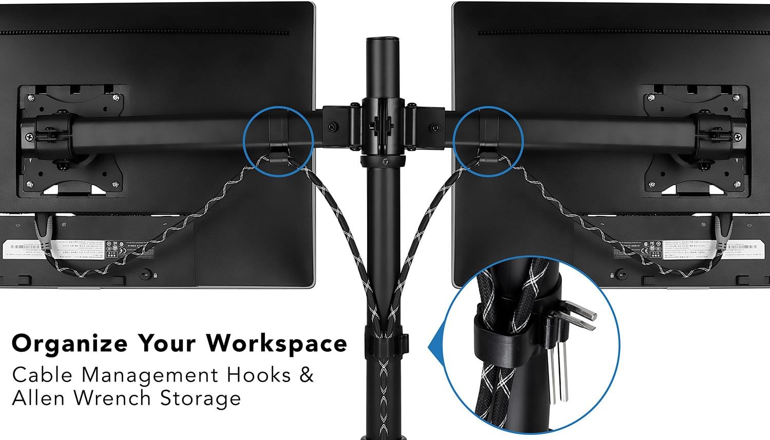 Mount-It! Dual Monitor Mount | Double Monitor Desk Stand Arm | Fits 2 Computer Screens 17 19 20 21 22 24 27 Inch | Two VESA