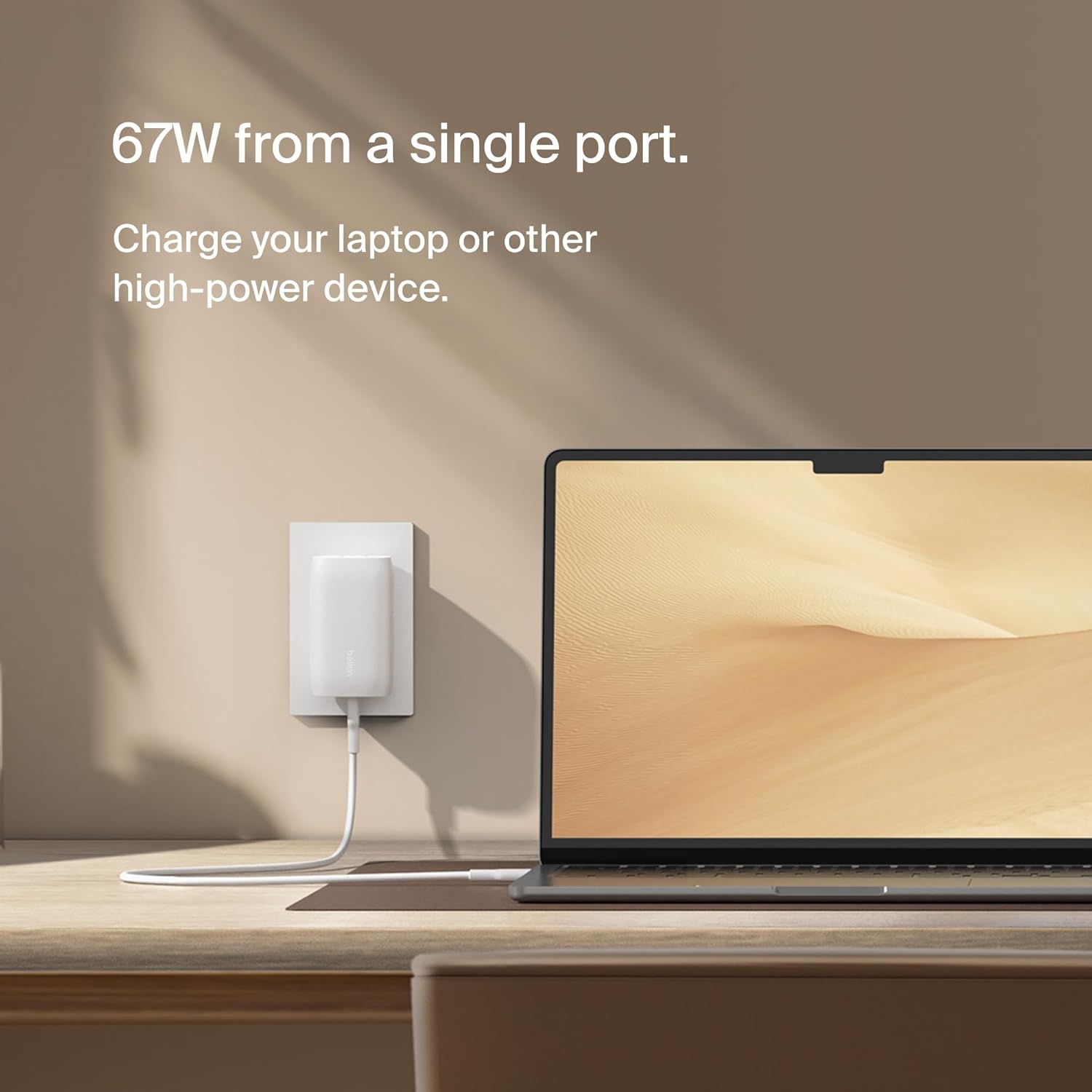Belkin 3-Port USB C Charger Block 67W - PPS, USB-C PD 3.1 Enabled Fast Charging Charger for iPhone 16, MacBook Pro, AirPods