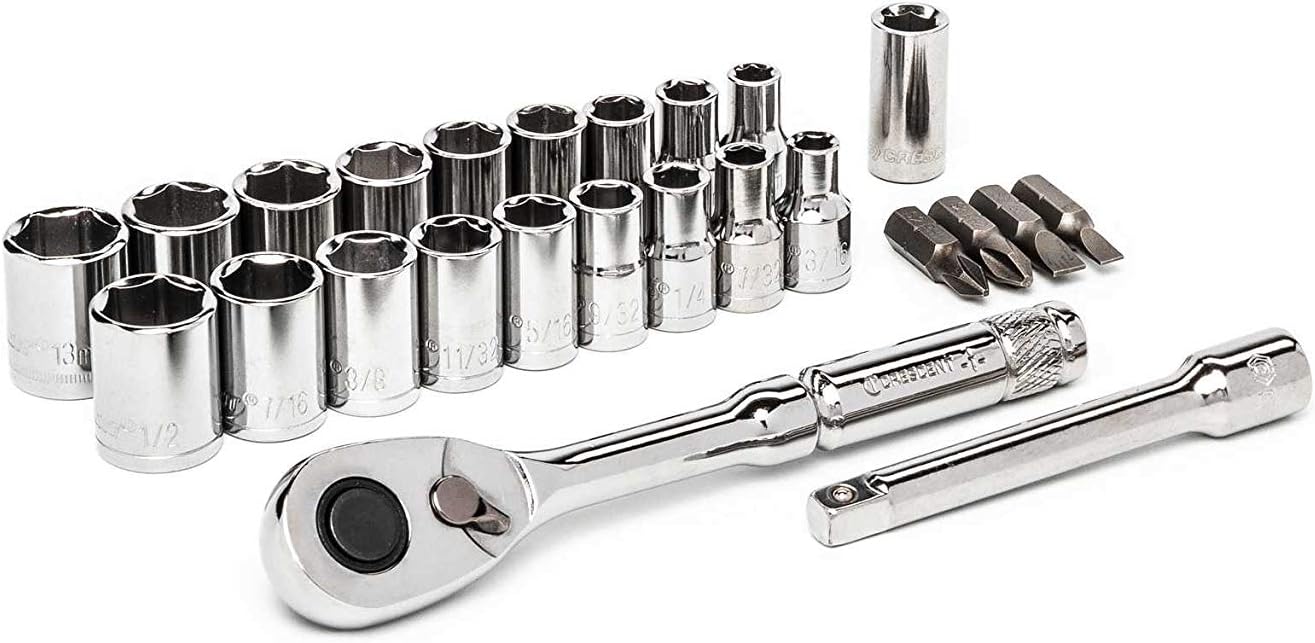 Crescent 25 Pc 1/4" Drive 6 Point SAE/Metric Mechanics Tool Set - CSWS1C 25 Piece, New Version