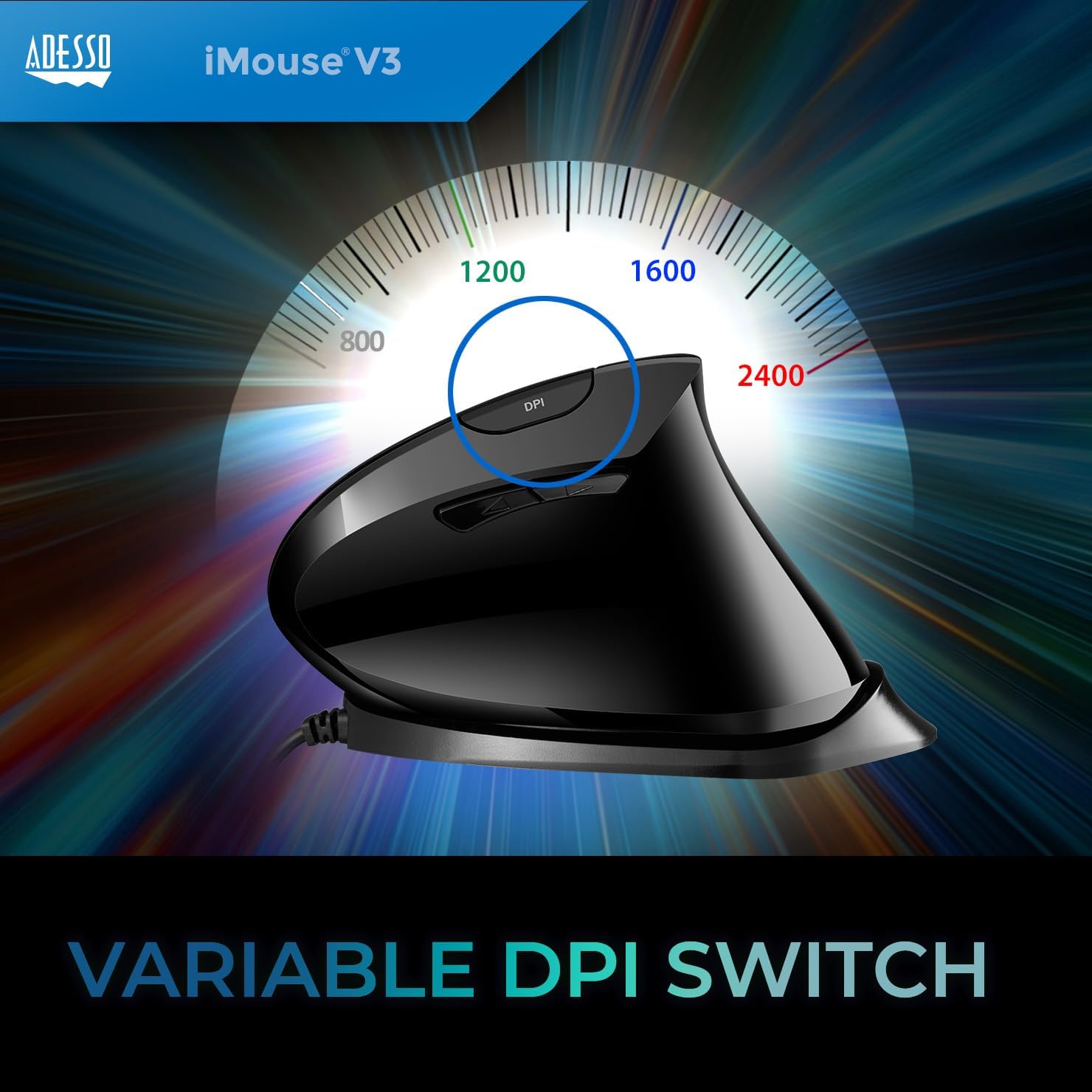 iMouse V3-TAA USB Adjustable Wrist Angle Vertical Ergonomic Mouse Made in Taiwan (TAA Compliant)