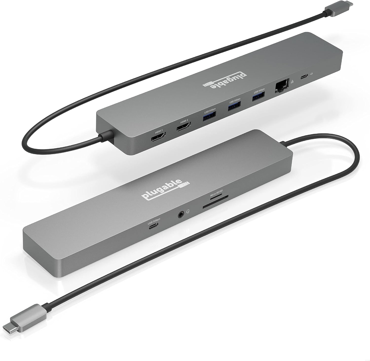 Plugable 11-in-1 USB-C Hub, 100W USB-C Pass-Through, Laptop Docking Station Dual Monitor, 4K 60Hz HDMI