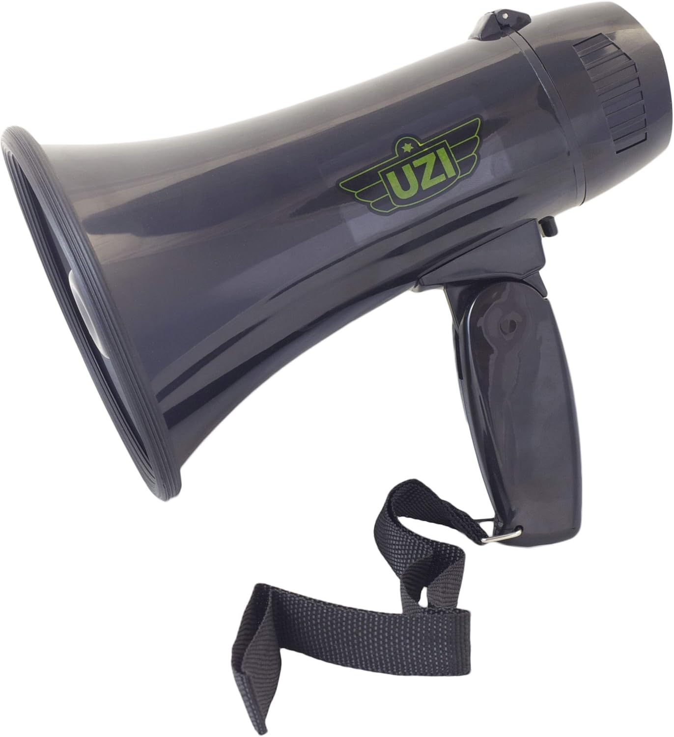 Uzi UZI-MP-204R 15-Watt Megaphone with Siren, Adjustable Volume and Recording Playback, Black