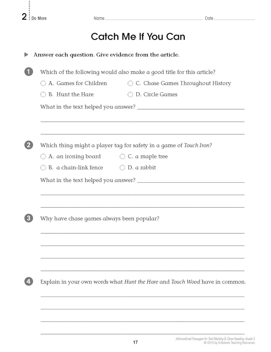Informational Passages for Text Marking & Close Reading: Grade 3: 20 Reproducible Passages With Text-Marking Activities That