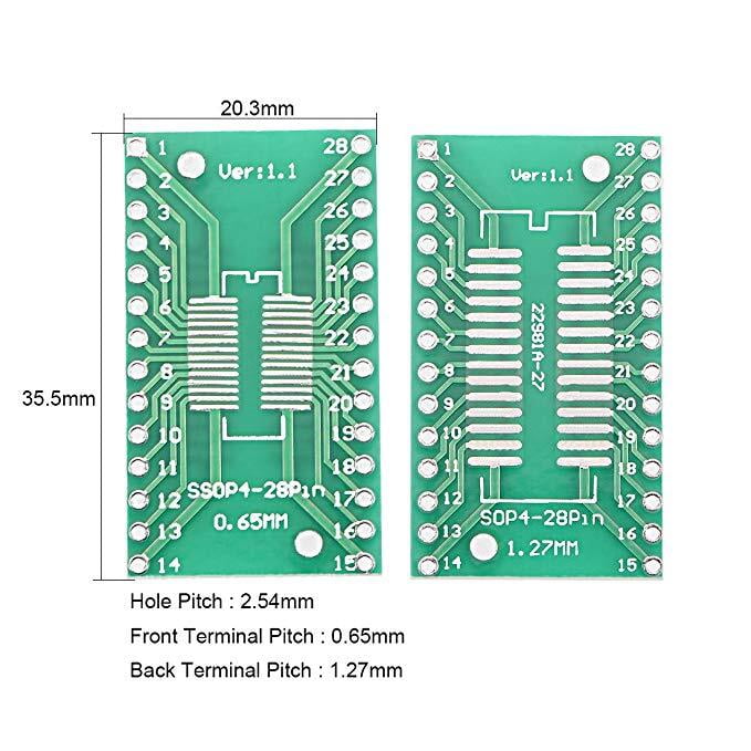SOP4 28PIN 1.27 to DIP Adapter PCB Board SMD Converter