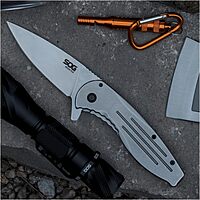 SOG Aegis FLK Portable Compact Outdoor Everyday Carry (EDC) Pocket Folding Knife | All-Metal Construction | Quick Opening
