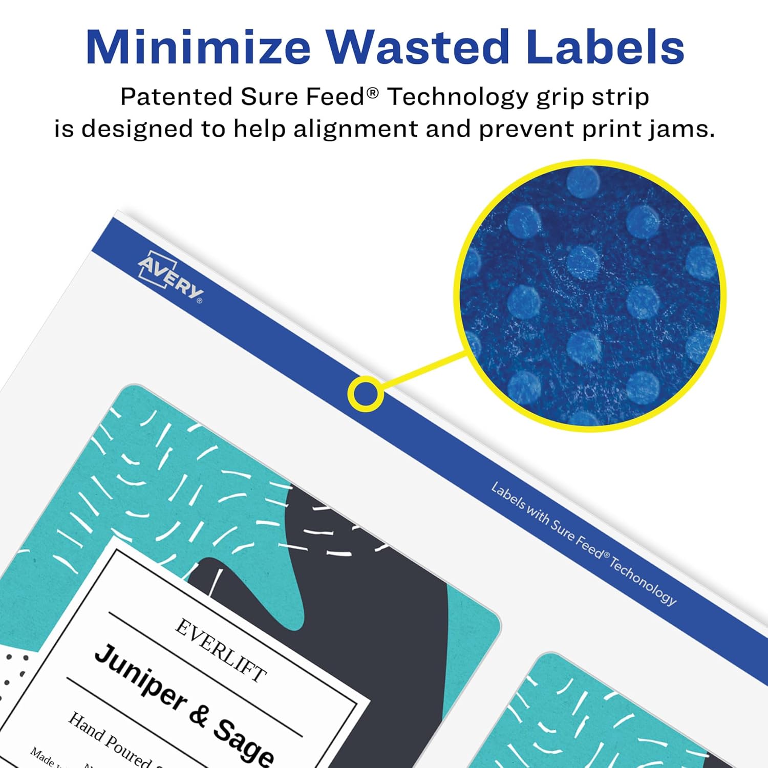 Avery Matte White Removable Rectangle Labels, Sure Feed Technology, Print-to-The-Edge, 4.75" x 3.5", 60 Removable Labels