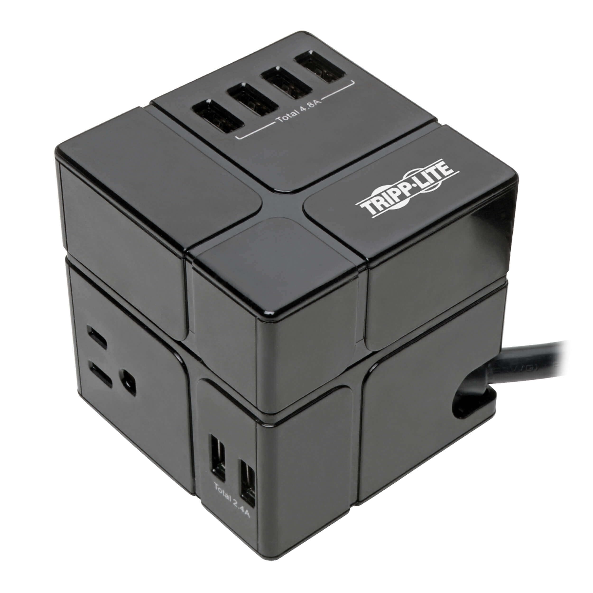Tripp Lite 3 Outlet Surge Protector with USB, Detachable Wall Outlet Surge Protector, 6 USB Ports, 6 ft. Cord, 540 Joules