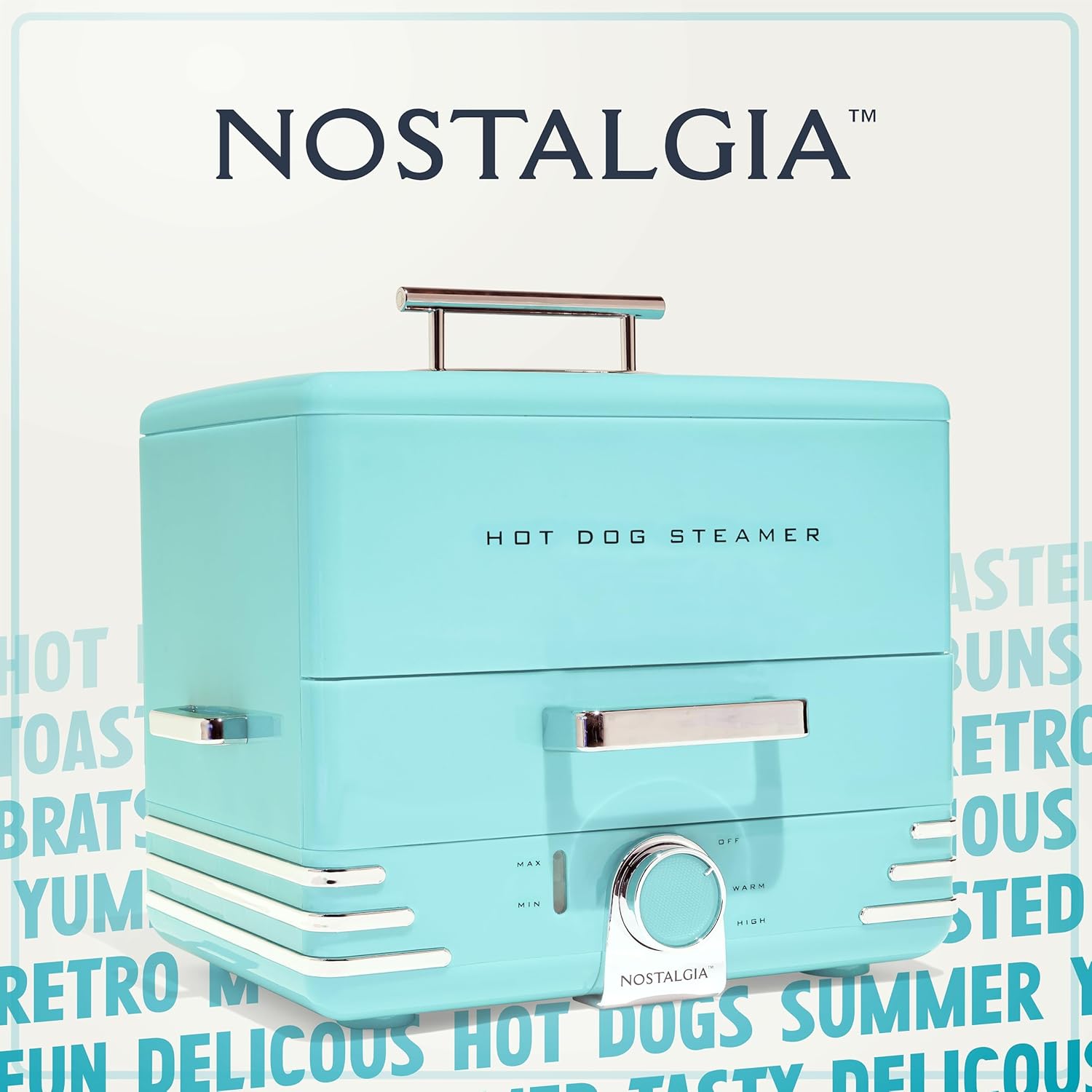 NOSTALGIA Extra Large Diner-Style Hot Dog Steamer & Bun Warmer