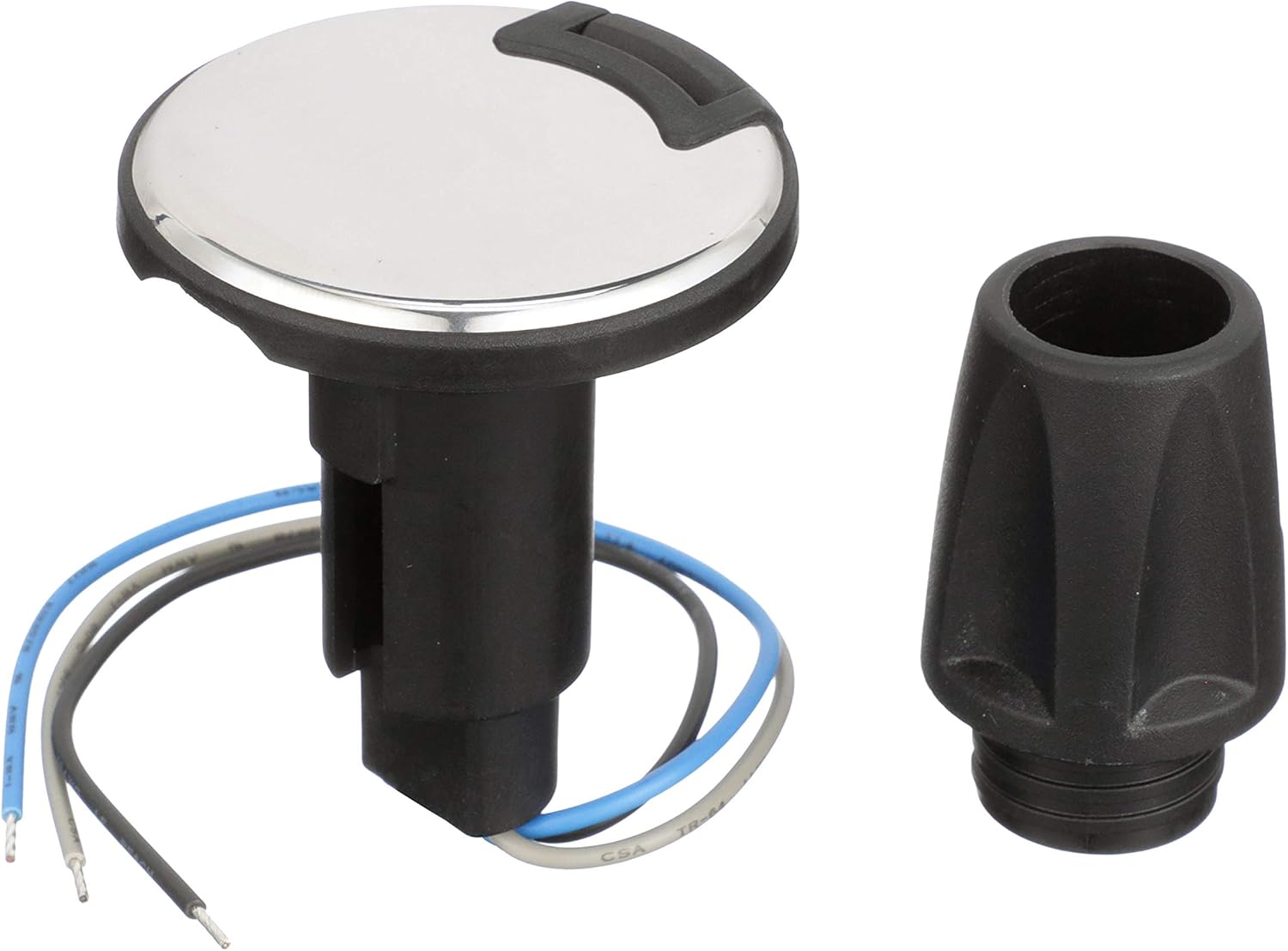 Attwood 910R3PSB-7 LightArmor™ 910R Series Round Plug-In Light Base — for All-Around Pole Light, 3-Pin, Black Stainless Cover