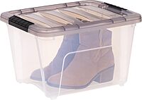 IRIS USA 19 Quart Stack & Pull Clear Plastic Storage Box, Gray, 5 Pack