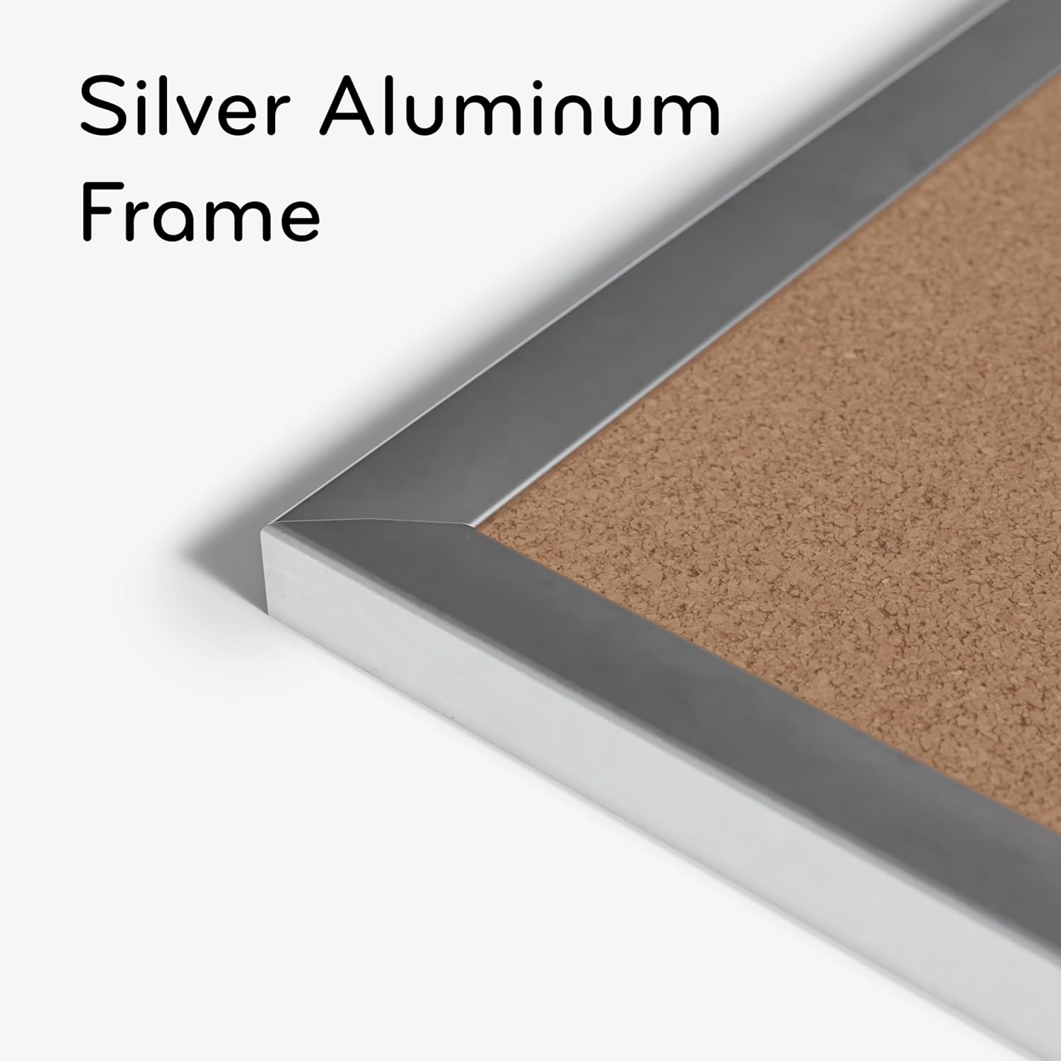 U BRANDS Cork Bulletin Board, Silver Aluminum Frame