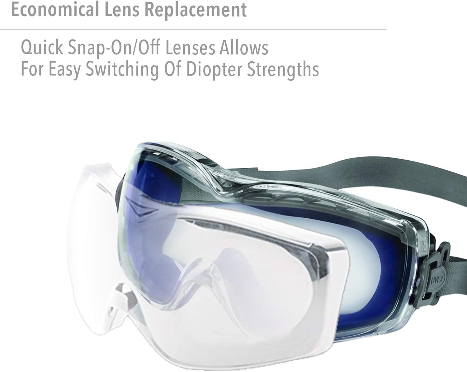 UVEX by Honeywell Stealth +2.5 Diopter Reading Magnifier Goggles with Uvextreme Anti-Fog Lens (S3993X), Clear