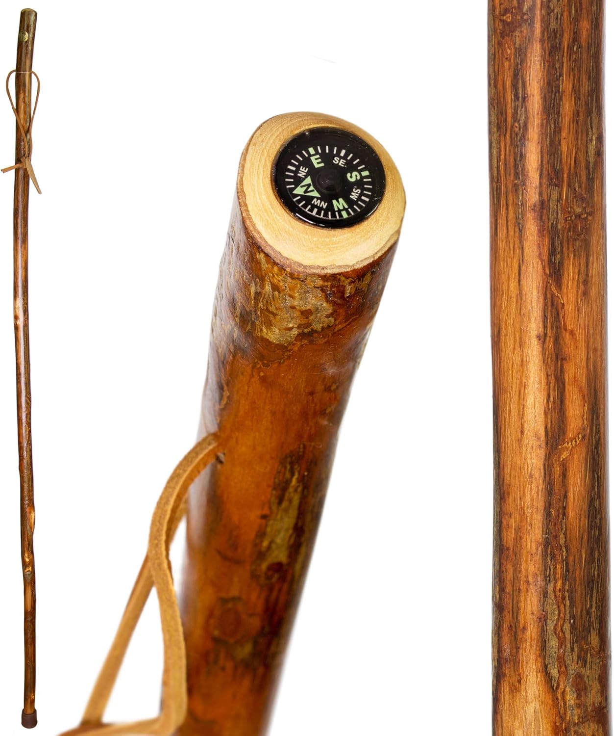 BRAZOS Free Form Rustic Wood Walking Stick, Traditional Handle, Made in USA