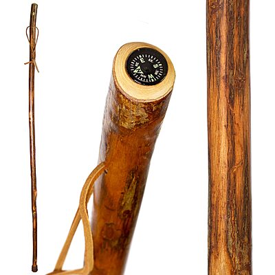 BRAZOS Free Form Rustic Wood Walking Stick, Traditional Handle, Made in USA
