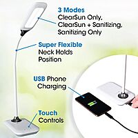 OttLite Enhance LED Sanitizing Desk Lamp with USB Charging – Eliminates up to 99.9% of Bacteria, Touch Activated
