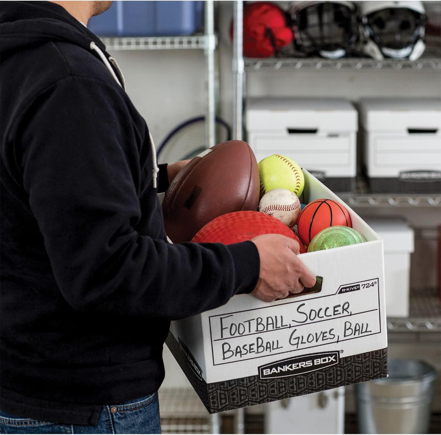 Bankers Box 12 Pack R-KIVE Heavy-Duty File Storage Boxes, FastFold, Lift-Off Lid, Letter, White/Black