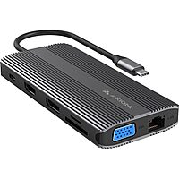 Axiom 12N1USBCHPV5CAXD-AX 12-in-1 USB-C Multiport Hub Adapter - HDMI, DP, VGA, RJ45, USB-C, USB-A