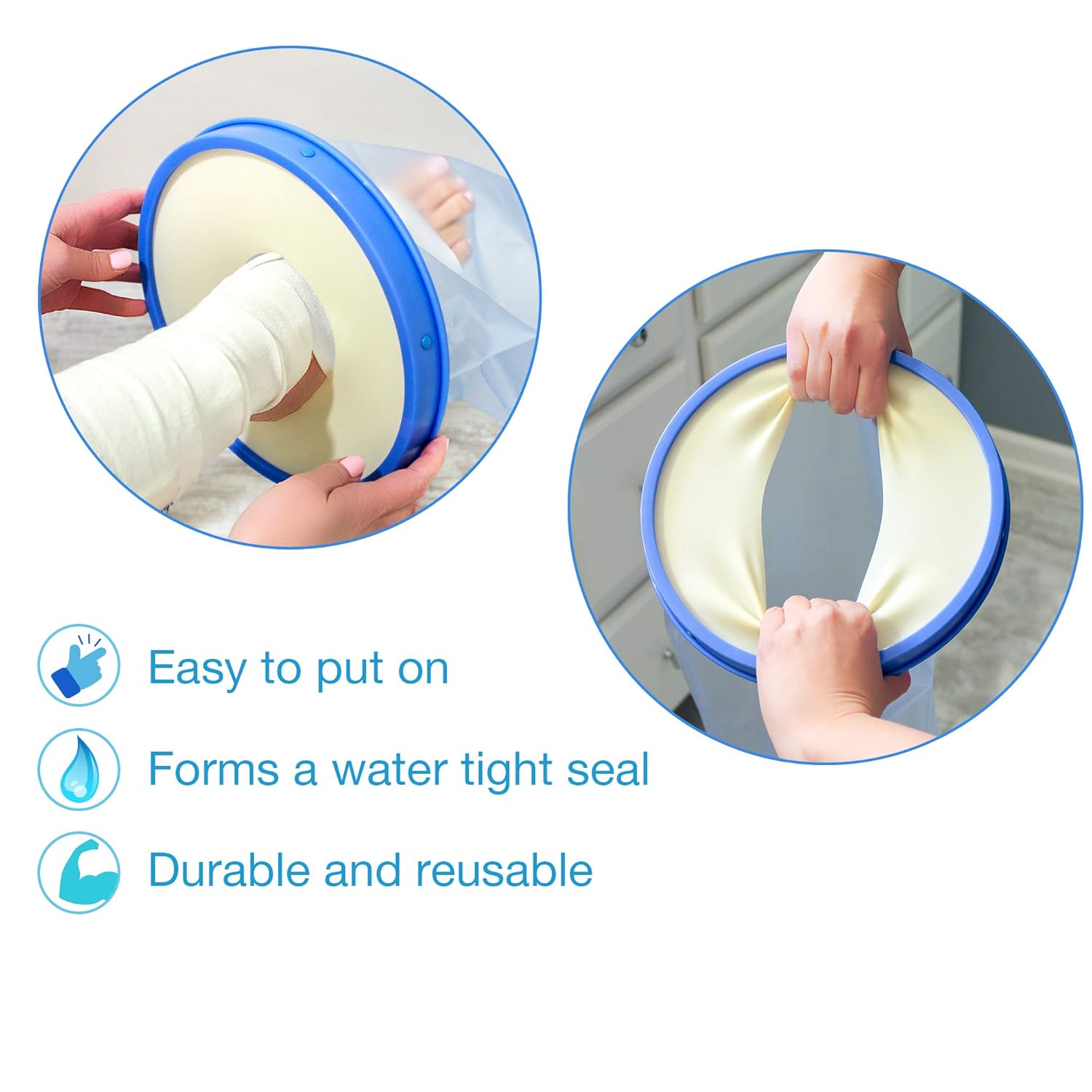 DMI Waterproof Cast Cover Wound Barrier and Bandage Protector Reusable with a Watertight Seal for Showers Baths & Pools Fits