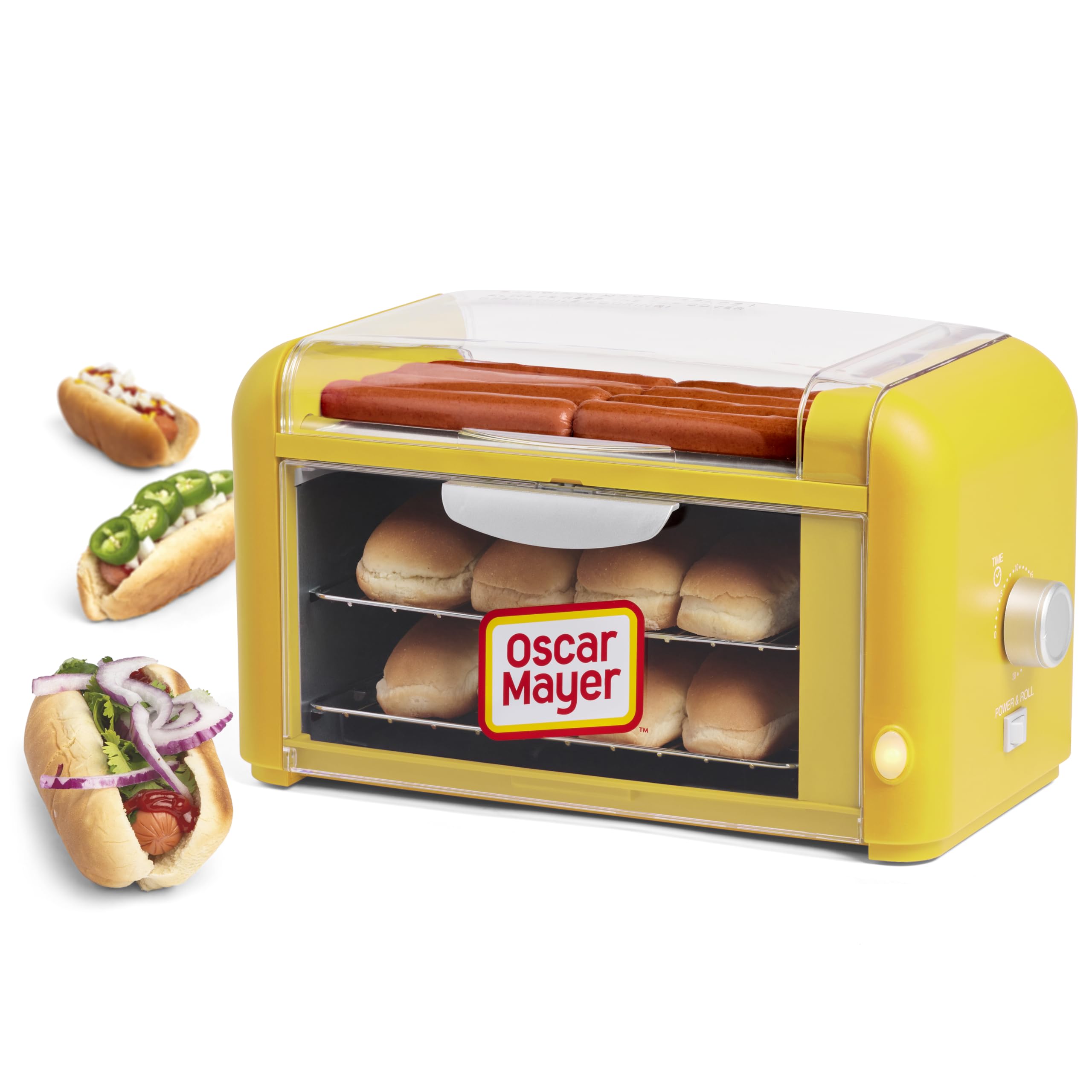 Nostalgia Oscar Mayer Extra Large Countertop 8 Hot Dog Roller and Bun Toaster Oven