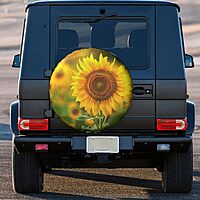 Bright Sunflower Printed Spare Tire Cover 15 Inch - Waterproof Wheel Covers Protectors - Universal Fit for Car, Trailer