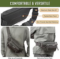 Maxpedition Keystone Versipack (14” x 6” x 6”) Tactical Crossbody Fanny Pack for Everyday Carry (Black) 0456B