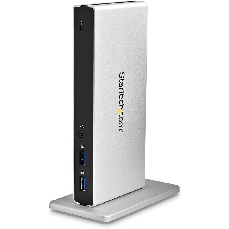 StarTech.com Dual Monitor USB 3.0 Docking Station w/ DVI to VGA & HDMI Adapters, 5x USB 3.0 & Audio - Vertical DVI Dock for Mac & Windows (USB3SDOCKDD)
