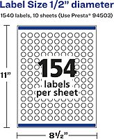 Avery Glossy Clear Round Labels, Sure Feed Technology, 0.5" Diameter, Print-to-The-Edge, Laser/Inkjet Printable