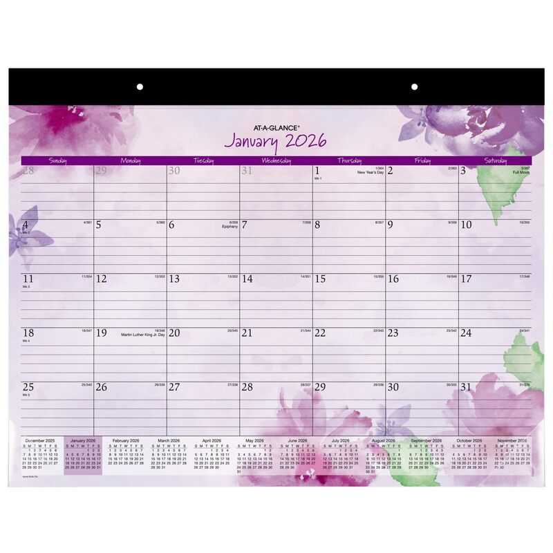 AT-A-GLANCE® Beautiful Day 2026 Monthly Desk Pad Calendar, Standard, 21 3/4" x 17"