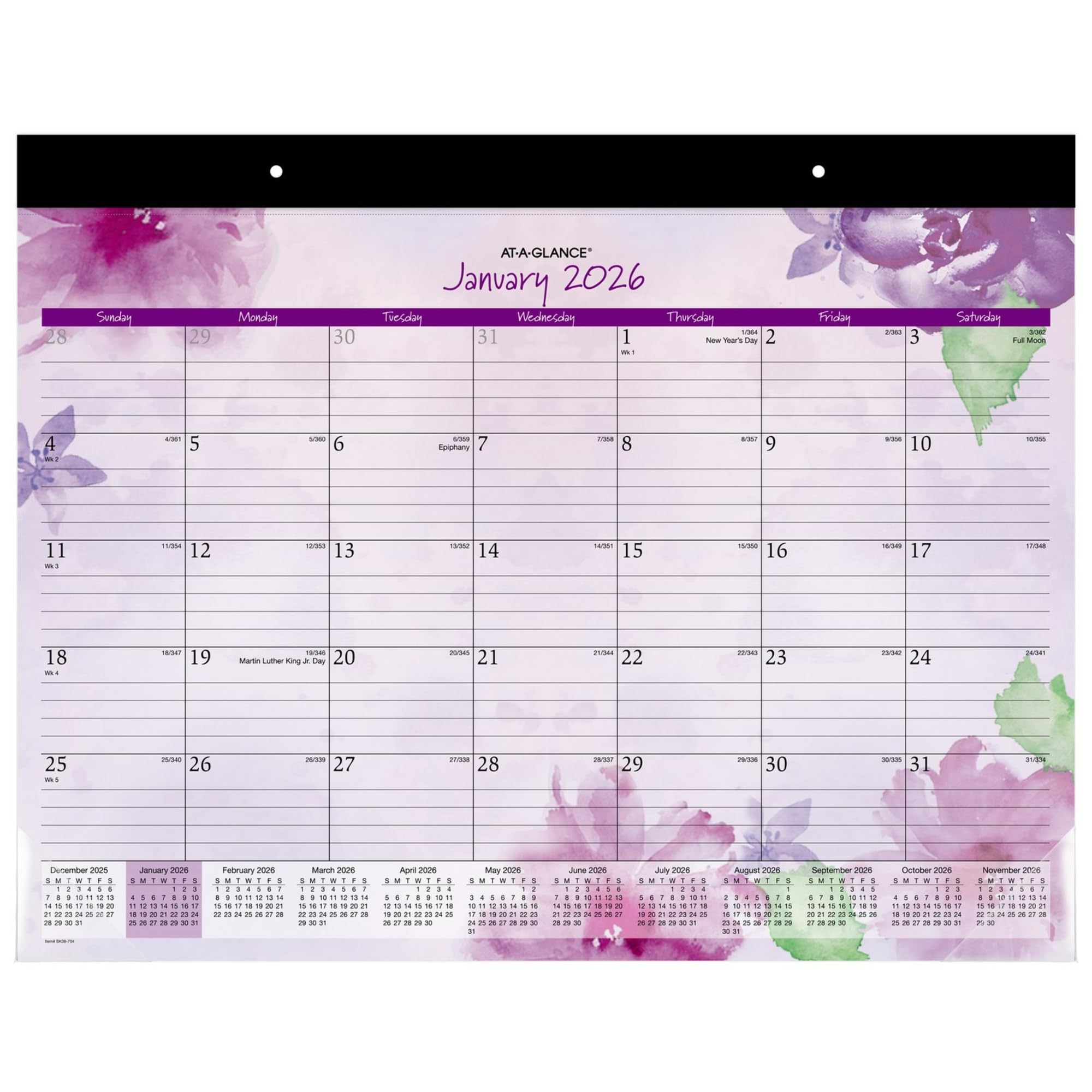 AT-A-GLANCE® Beautiful Day 2026 Monthly Desk Pad Calendar, Standard, 21 3/4" x 17"
