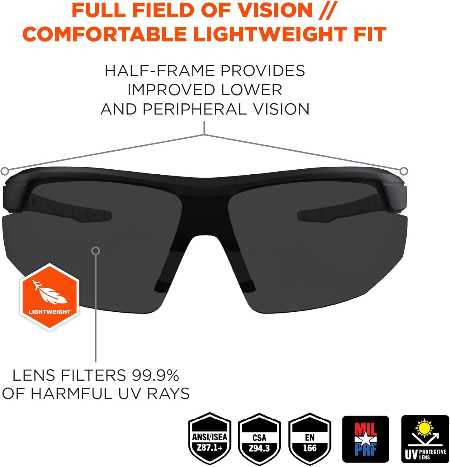 Ergodyne Skullerz SKOLL Anti-Fog Safety Glasses, Matte Black Frame