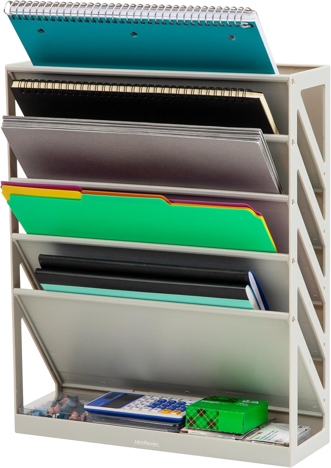 Mind Reader 5-Tier Vertical File Holder, Desktop Organizer, Wall Mount