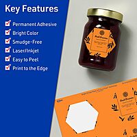 Avery Printable Hexagon Labels, Sure Feed Technology, 2-1/2" x 2-57/64", Bright Orange, Print-to-The-Edge