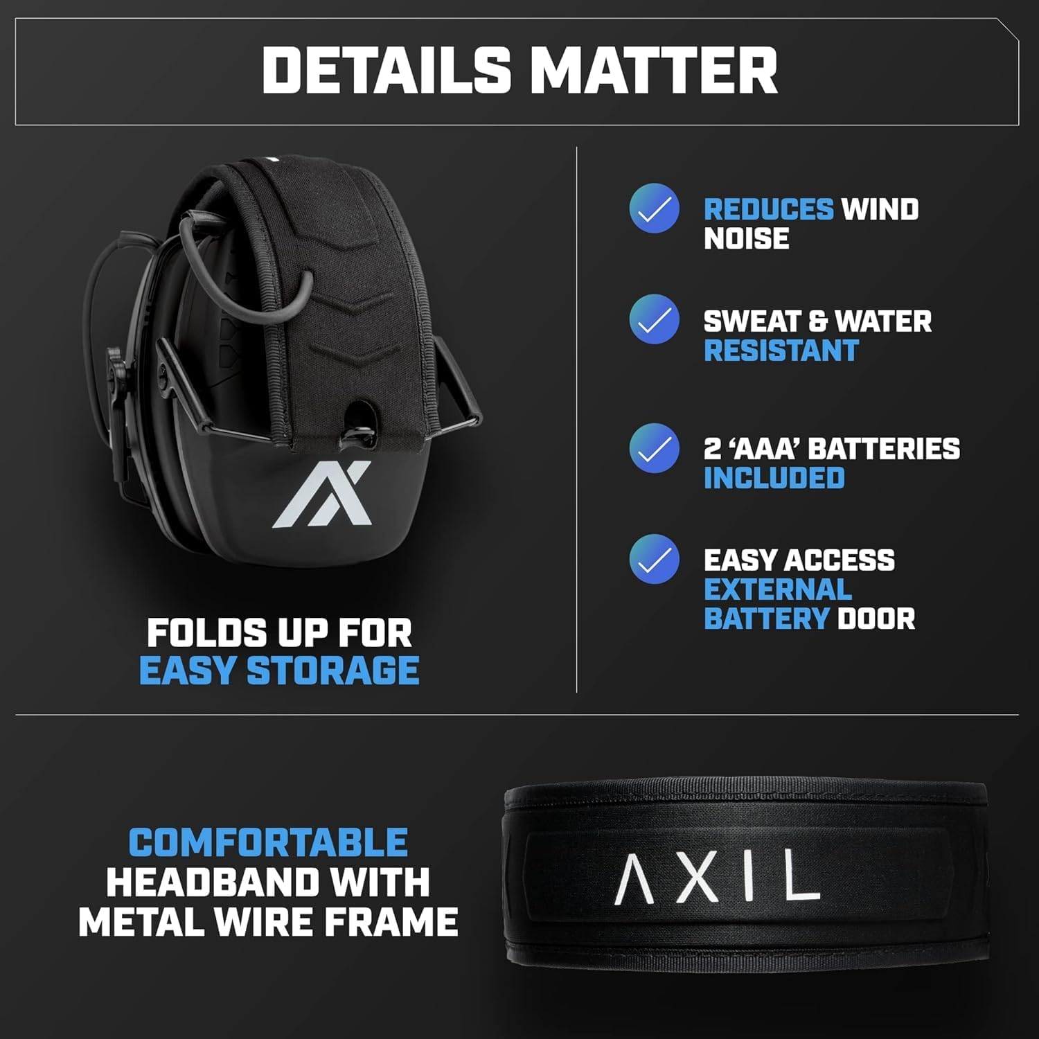 Axil TrackR Electronic Tactical Headmuffs Black