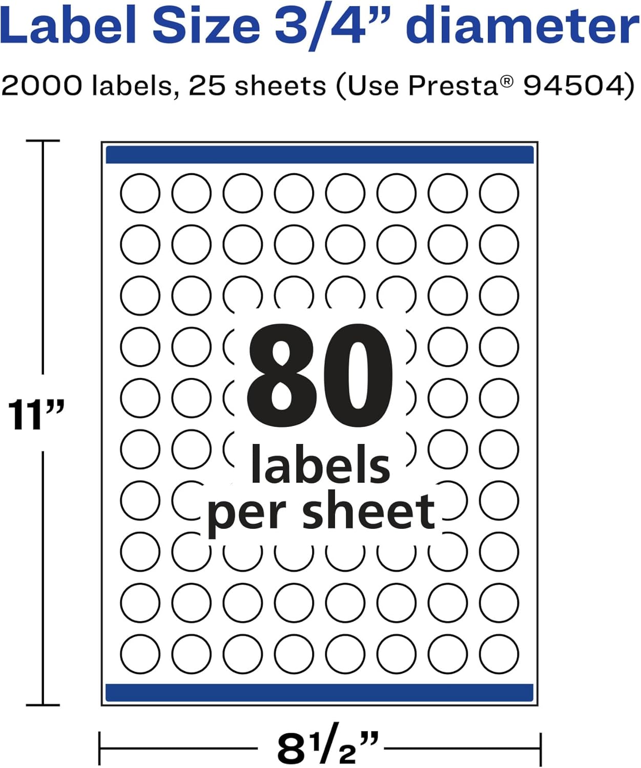 Avery Glossy Clear Round Labels, Sure Feed Technology, 0.75 in Diameter, Print-to-The-Edge, Laser/Inkjet Printable